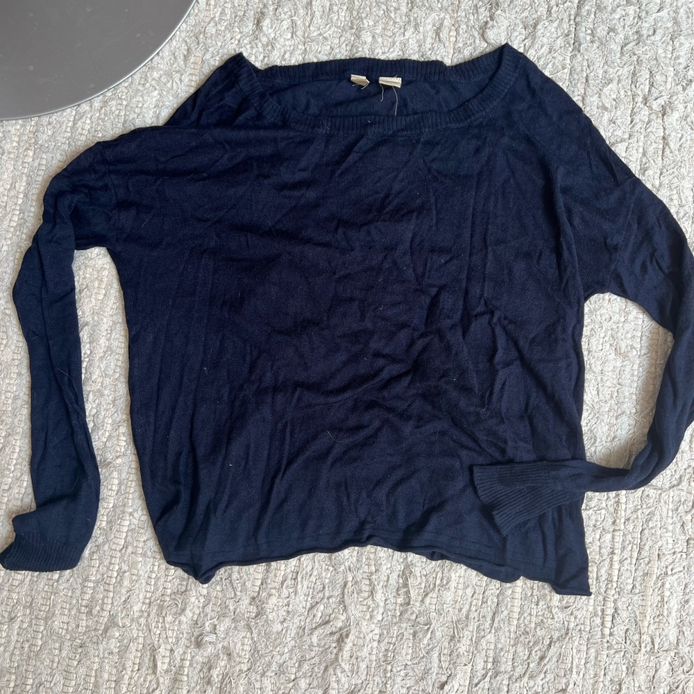 ANTHROPOLOGIE: New With Tags. Navy blue, light knit, long sleeve sweater.